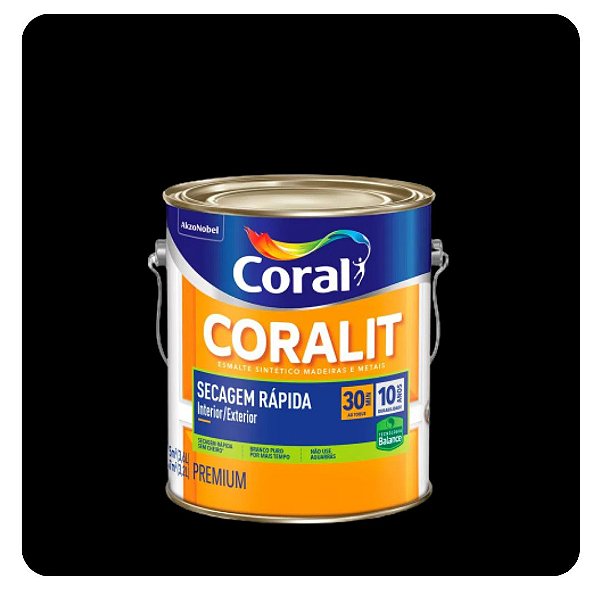 Coralit Balance Brilhante Secagem Preto 0,900mL Coral