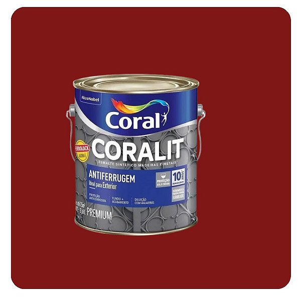 Coralit Ferrolack Brilhante Vermelho Óxido 0,900mL Coral