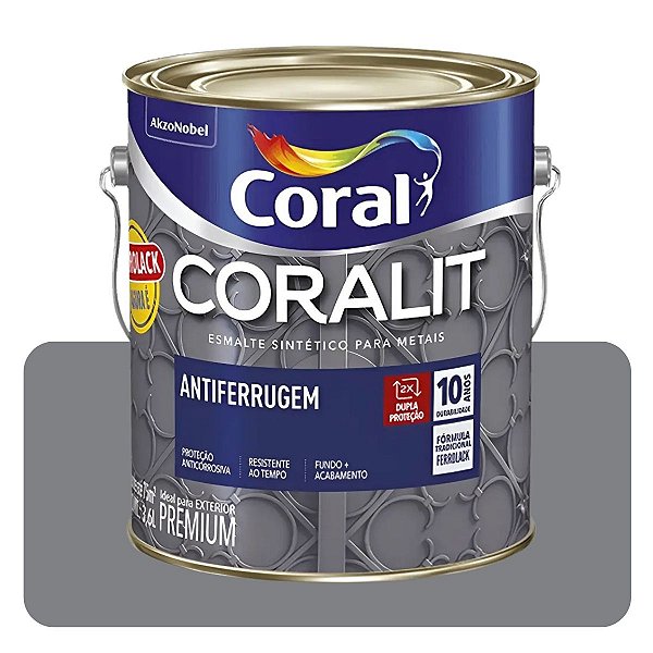Coralit Ferrolack Cinza Brilhante 3,6L Coral