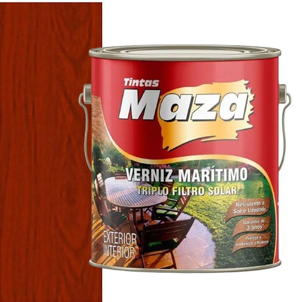 Verniz Mogno 0,900ml Brilhante Marítimo P/Madeira MAZA