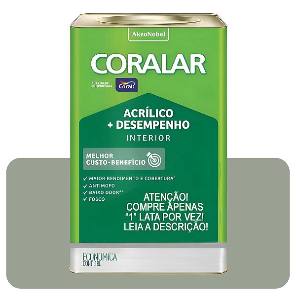 Coralar Concreto 18L Tinta Acrílica Econômica Coral
