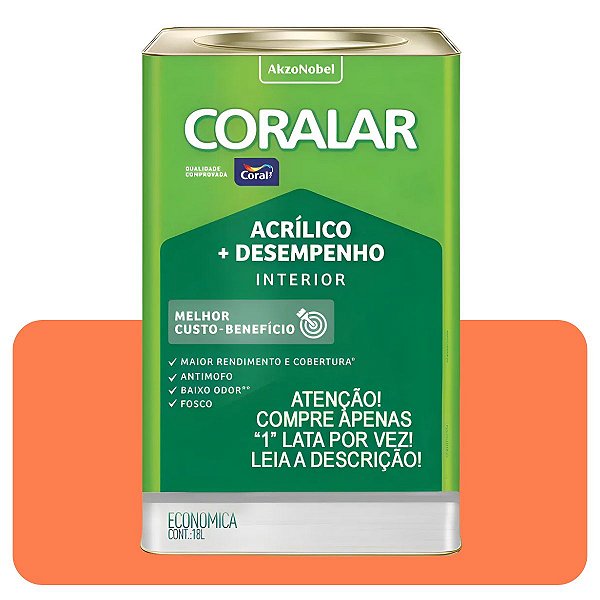 Coralar Laranja Maracatu 18L Tinta Acrílica Econômica Coral