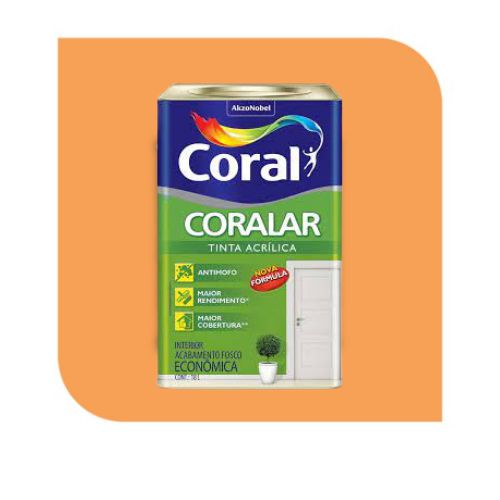 Coralar Laranja Ciítrico 18L Tinta Acrílica Coral