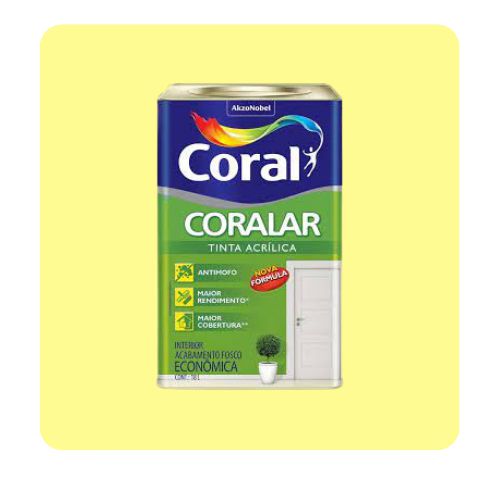 Coralar Amarelo 18L Canário Tinta Acrílica Coral