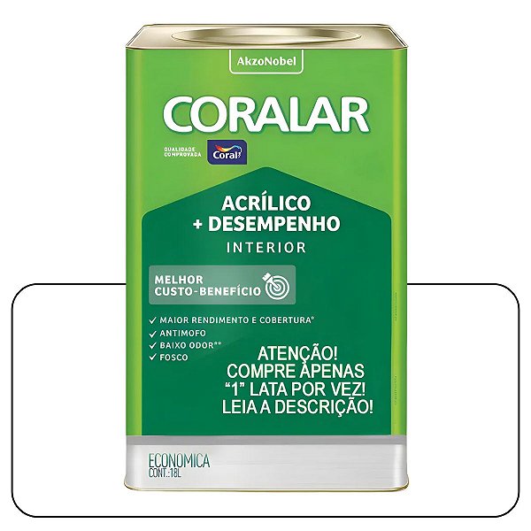 Coralar Branco 18L Tinta Acrílico Econômico Coral