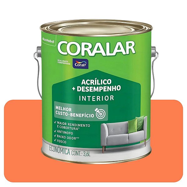 Coralar Laranja Maracatu 3,6L Tinta Acrílico Econômica Coral