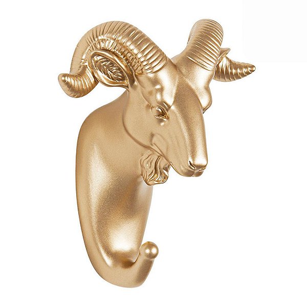Gancho De Parede Em Resina Dourado 13746- Mart