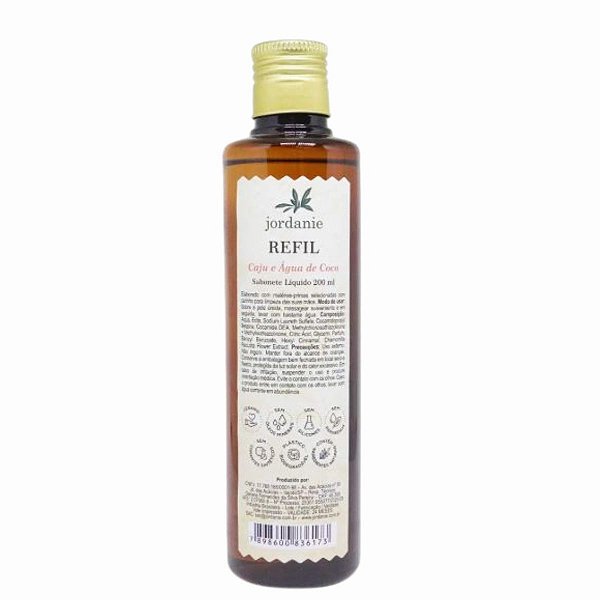 Refil Sabonete Liquido Caju e Agua de Coco 200 ML I Jordanie