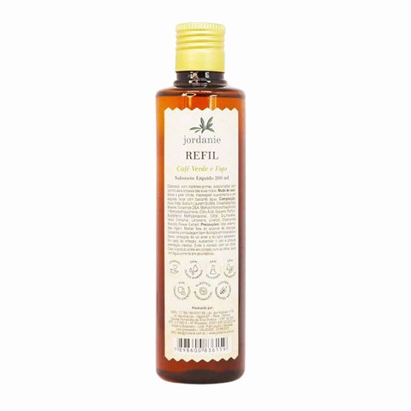 Refil Sabonete Liquido Café Verde e Figo 200 ML I Jordanie