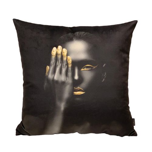 Almofada Veludo Preta BlackFace  423.637 52X52  Decortextil