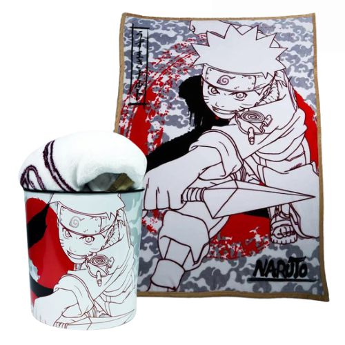 Manta Decorativa Kit C/ Balde Naruto Uzumaki 160x120m