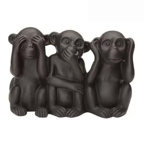 Escultura Macaco da Sabedoria Em Cimento Preto – Mart