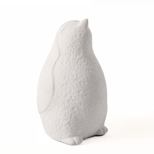 Escultura Pinguim em Cimento Branco 13cm 16816 Mart