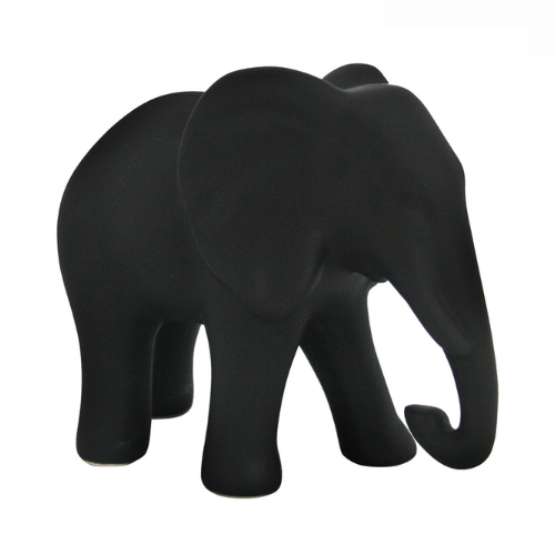 Escultura Decorativo Elefante Cerâmico Preto 14x7,7x15,5cm Btc