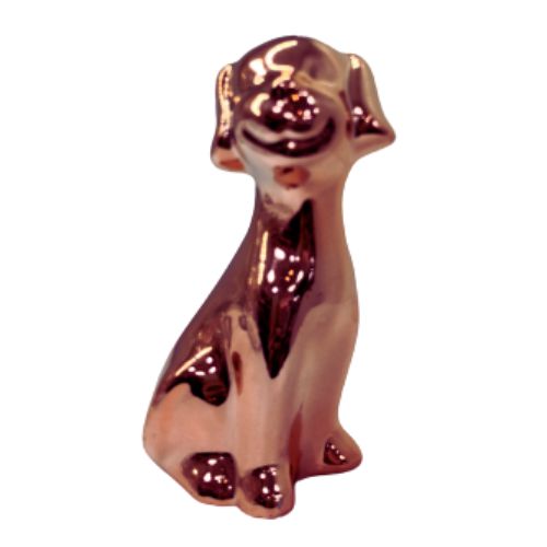 Escultura Decorativa Cachorro Cerâmico Rose Gold 10x4x5cm