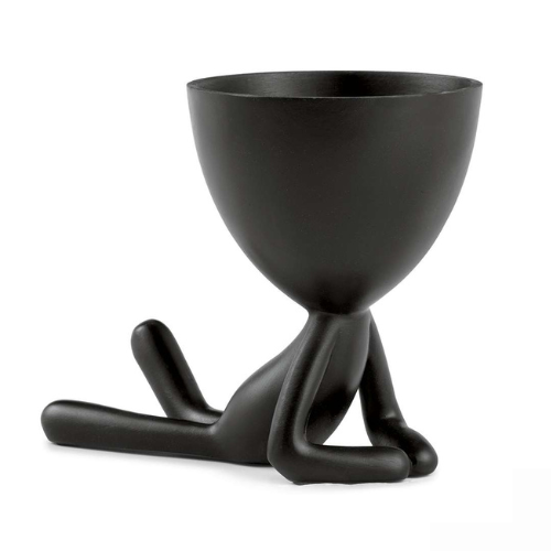 Vaso Cachepot Bob Preto Em Poliresina 12416 Mart