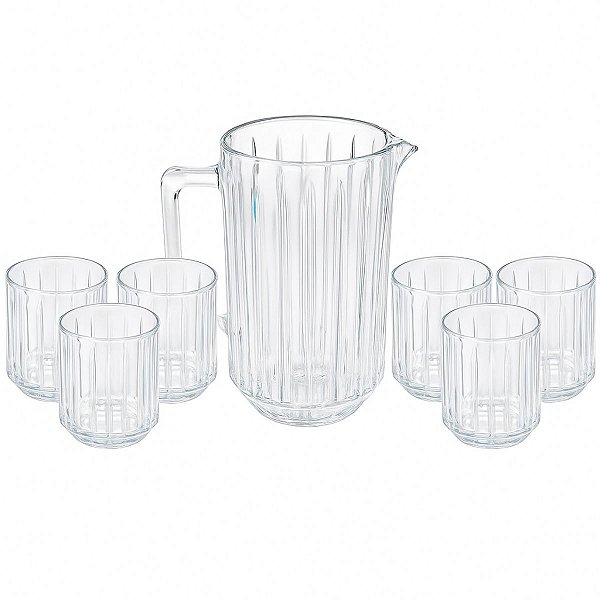 Jarra 1,45L C/ Copos 300ML De Cristal Conjunto 7PC Bangkok