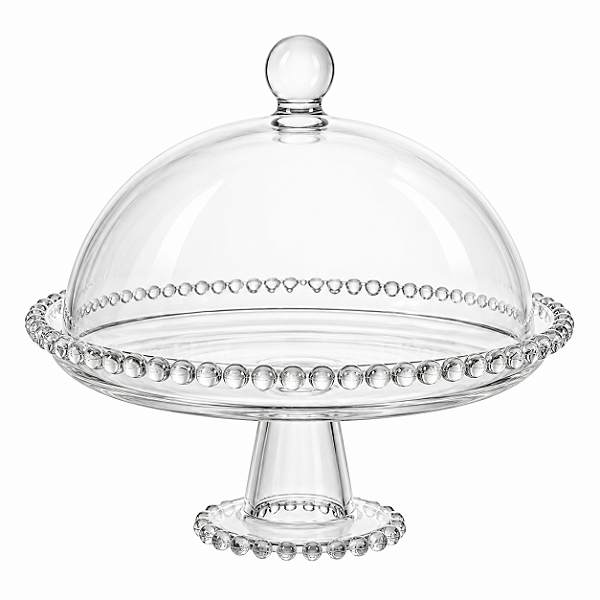 Prato Cristal De Chumbo Pearl C/ Pé e Tampa 20x18cm Wolff