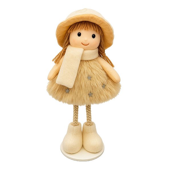 Mini Pelucia Boneca Marrom Cromus 16cm