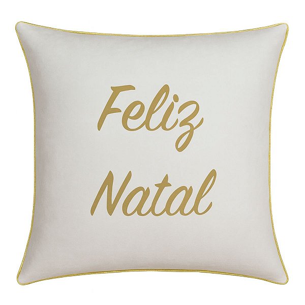 Almofada Natalina Feliz Natal Nude Belchior 43x43cm