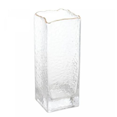 Vaso de Vidro com Fio de Ouro Taj 10cm x 10cm x 25cm - Wolff