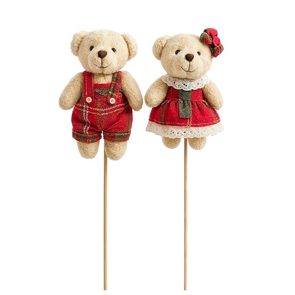 Pick Natalino Casal Mini Pelúcia Urso 4cm 1Un Cromus