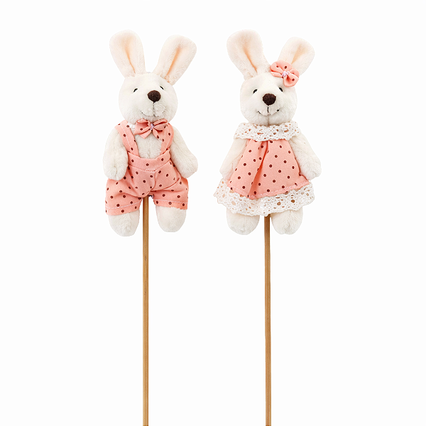 Pick de Páscoa Coelhinhos Laranja 30cm 1019116 Cromus