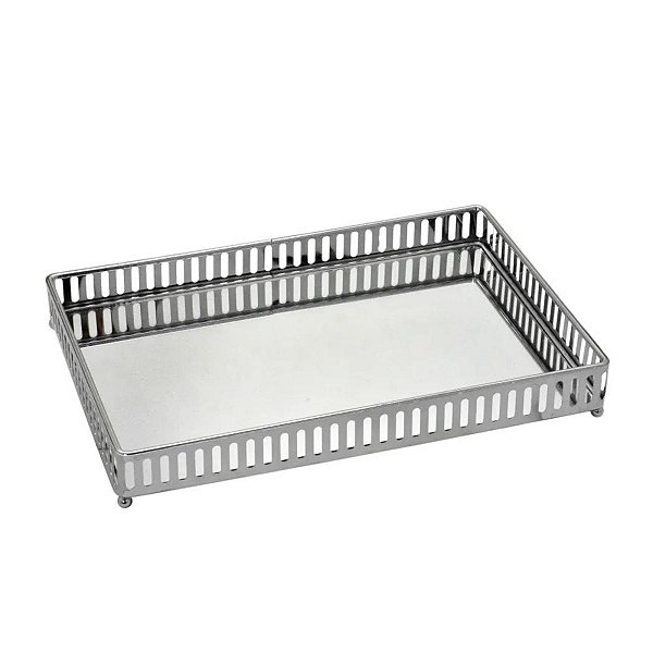 Bandeja Em Metal Com Espelho 8159 4x26x19cm Mart