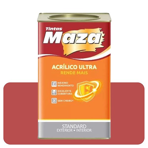 Tinta Acrílica Tomate Seco 18L Fosco Maza Ultra Standard Rende Mais