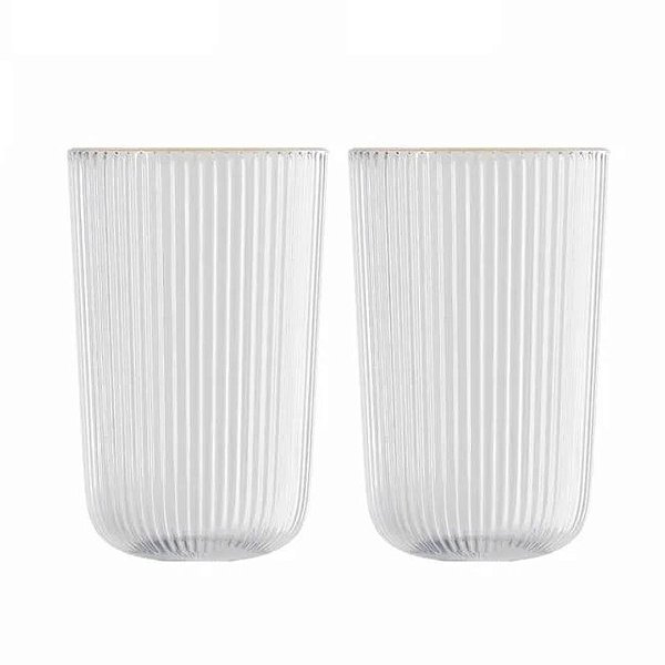 Copo Alto C/2 Vidro E Borda Dourada Lines 450ml 20643Wolff