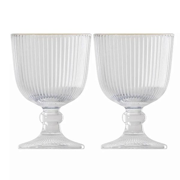 Taça de Vidro Fio de Ouro Lines C/2Un 380ml 20637 Wolff