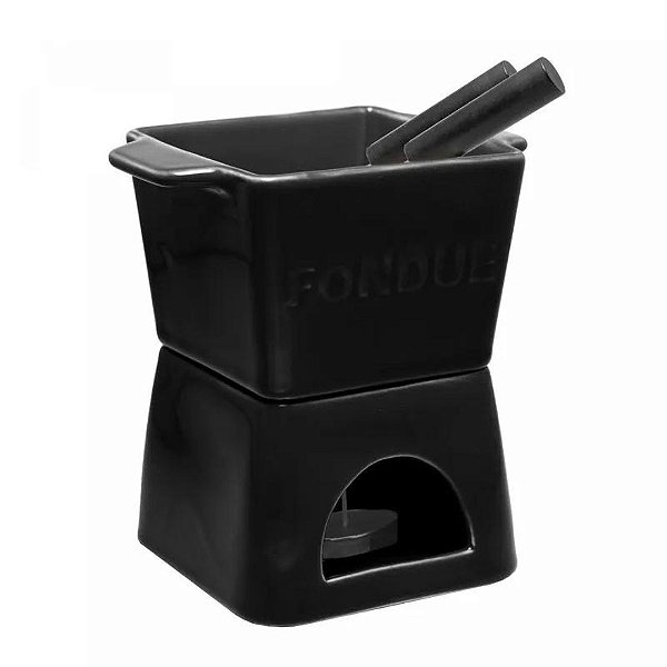 Aparelho Fondue 6 PÇ P/2 Pessoas Quadratto Preto 18027 Wolff