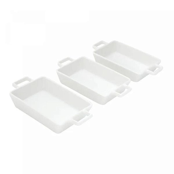 Conjunto 3 Petisqueiras de Porcelana 16cm x 3cm x 8cm 18041 Wolff