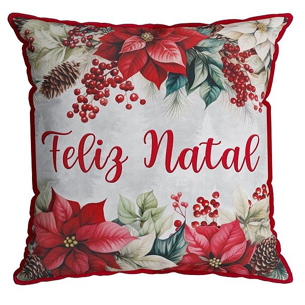 Almofada Natalina Cordone Feliz Natal 445506 43x43cm Belchior