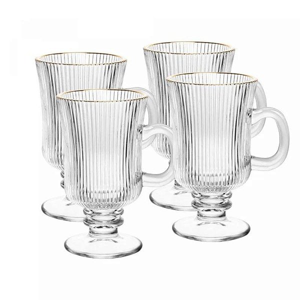 Taça Cappuccino Lines Fio de Ouro 240ml CJ/4 20678 Wolff