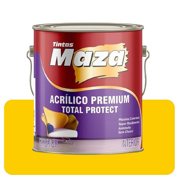 Tinta Premium Amarelo Sol 3,6L  Fosco Acrílica Premium Maza