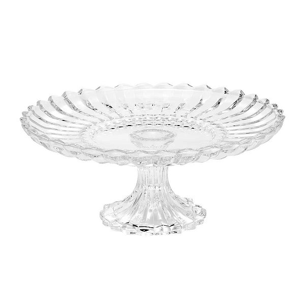 Prato De Bolo C/ Pé Geneva Vidro 25529 Diâmetro 30cm Wolff