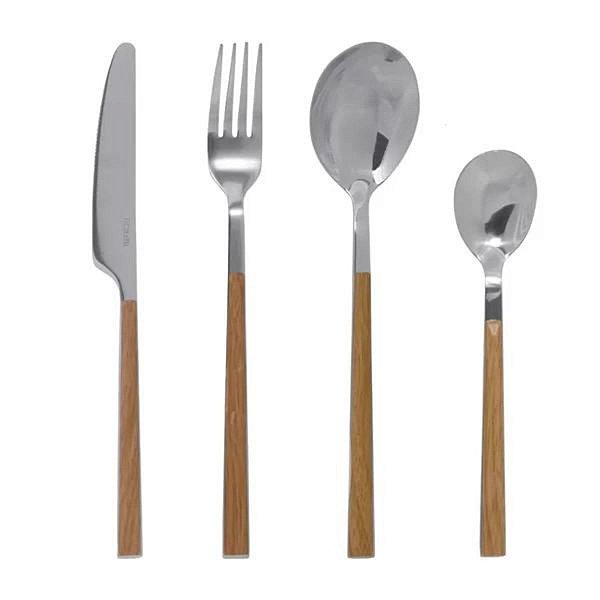 Faqueiro Wood 24 Peças de Aço Inox 1014523 Cromus