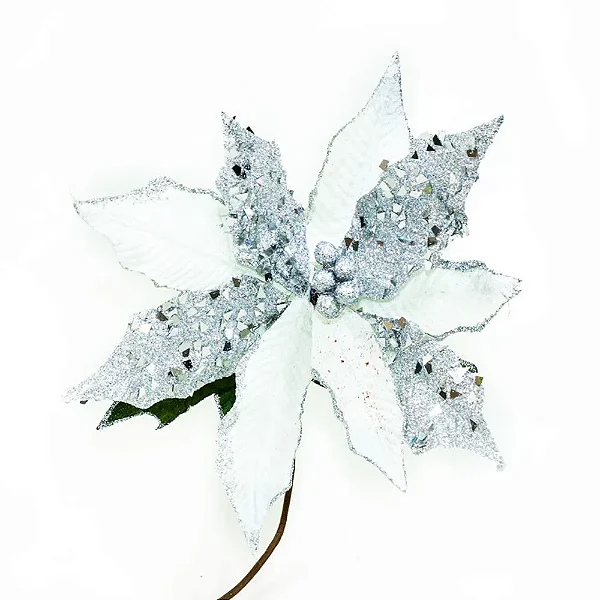 Pick Natalino Flor Prata 60cm Merita FLW-6508