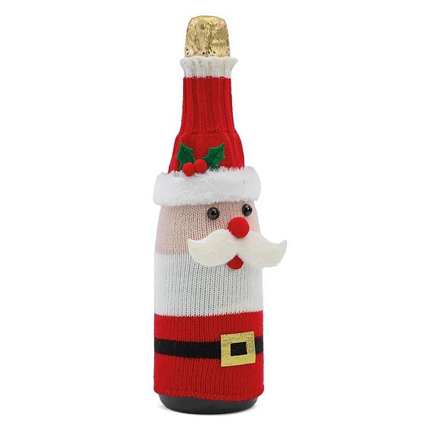 Capa Decorativa Papai Noel Para Garrafa 30cm 1003971 Cromus