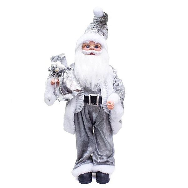 Papai Noel Decorativo Prata 120cm Natal Rei Do Armarinho