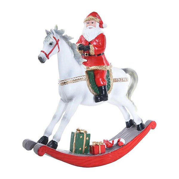 Papai Noel De Resina 24cm No Cavalo 1Un 1113633 Cromus