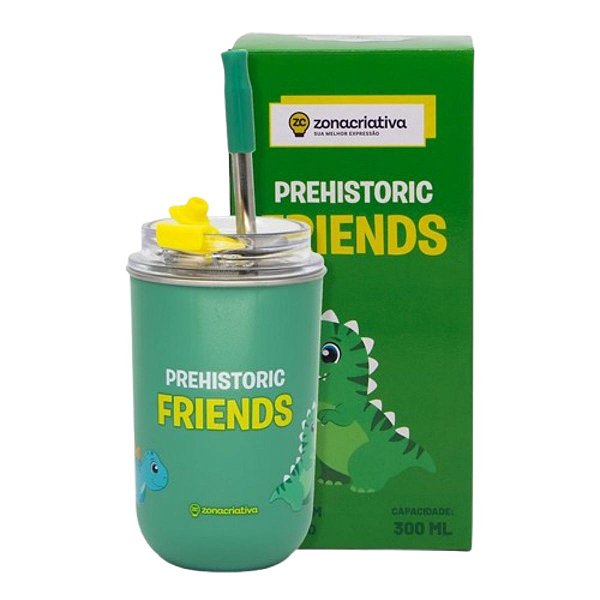 Copo C/Canudo Neo Dinossauro 10025707 300ml ZonaCriativa