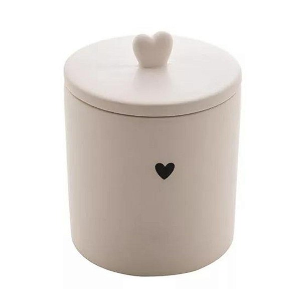 Potiche Heart Branco De Ceramica 10x15cm  8680 Lyor