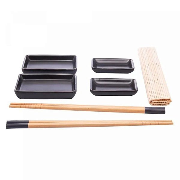 Prato Para Sushi Saitama De Bambu C/7 Peças 5462  Lyor