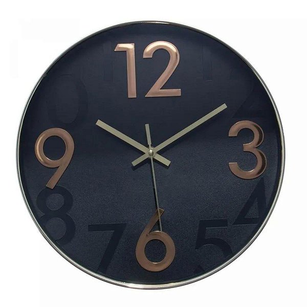 Relógio De Parede Donum Preto E Dourado 30,5x4,3cm 5797 Lyor
