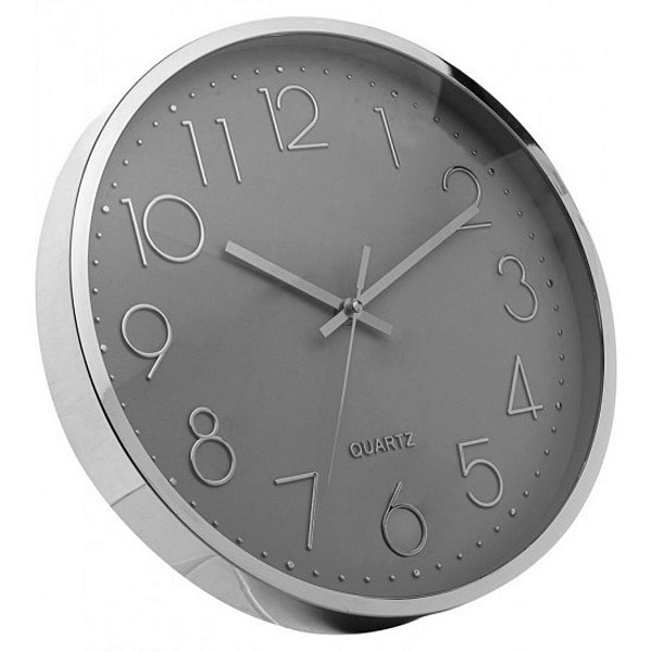Relógio De Parede Plástico Cinza  30,5X4,5cm 220352 Lyor