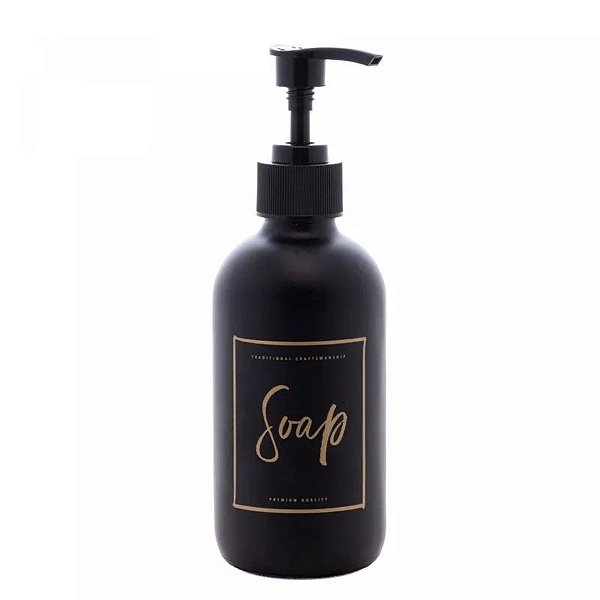 Saboneteira De Vidro Preto Fosco C/ Pump 250ml 2685 Lyor