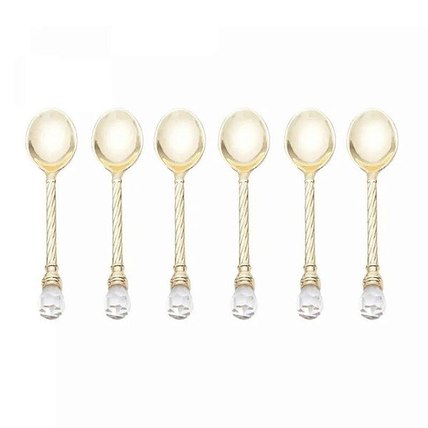 Colher de Café Zamac C/6 Crystal Dourado 11cm 3127 Lyor