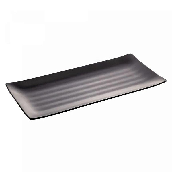 Travessa Retangular Preta Melamina Granilite 35cm 2838 Lyor